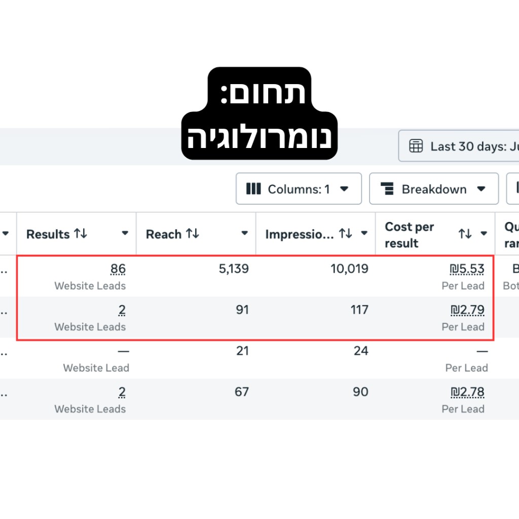 תוצאות פרסום — נומרולוגיה